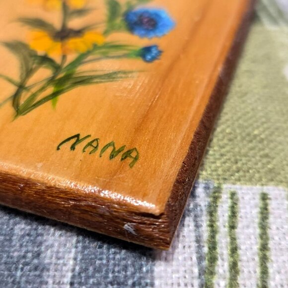 2 x Mini Oil Paintings On Wood Flowers By Nana Lancaster Signed Cottage Core Nat - Picture 11 of 16